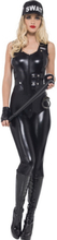 SWAT Wet-Look Bodysuit med Caps - Kostyme - Strl XS