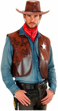Brun Cowboyvest med Sheriffstjerne - Strl M/L