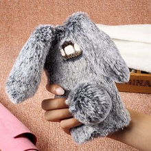 Rabbit Design blødt pels telefoncover med rhinestone dekoration til Samsung Galaxy S8