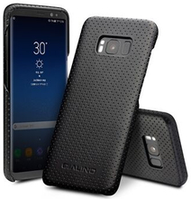 QIALINO Mesh Holes Ægte læder hud pc telefon etui til Samsung Galaxy S8 Plus G955 - sort