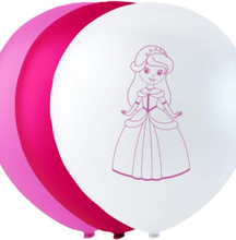 6 stk Ljusrosa, Rosa och Vita Prinsessballonger 26 cm