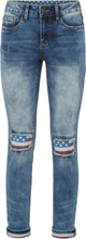 Skinny jeans med flaggdetaljer