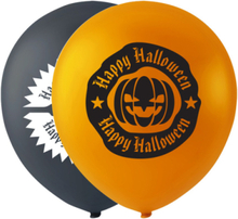 10 stk Svarta och Orange Halloween Ballonger 26 cm