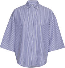 Rhodes Pop Strp Ss Popovr Tops Shirts Short-sleeved Blue French Connection