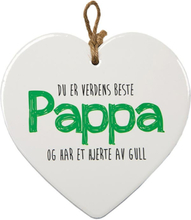 Världens Bästa Pappa - Porslinshjärta med Norsk Text 15 cm