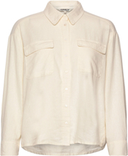 Onlcaro L/S Ovs Linen Bl Shirt Cc Pnt Tops Shirts Long-sleeved White ONLY