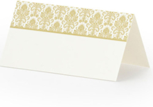 25 stk Vita Bordskort med Guldfärgat Spetsmotiv