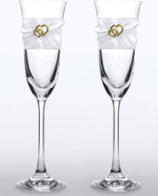 2 stk Champagneglas Dekorerade med Satinband och Hjärtan 160 ml