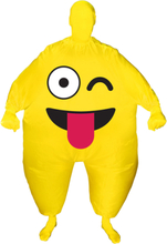 Gult Cheeky Emoji Oppblåsbart Kostyme