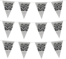 3x Zilveren verjaardag/jubileum vlaggenlijnen 25 jaar 8 meter