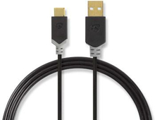 Nedis USB-kabel | USB 2.0 | USB-A Hane | USB-C- Hane | 60 W | 480 Mbps | Guldplaterad | 2.00 m | Rund | PVC | Antracit | Låda