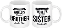 Worlds Greatest Brother en Sister mok - Cadeau beker set voor Broer en Zus