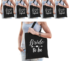 Tasjes vrijgezellenfeest vrouw - 1x Bride to Be zwart + 5x Bride Squad zwart