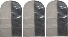 Set van 3x stuks kleding/beschermhoezen polyester/katoen grijs 100 cm inclusief kledinghangers