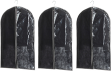 Set van 3x stuks kleding/beschermhoes zwart 100 cm inclusief kledinghangers
