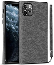 Litchi Skin Genuine Leather Coated TPU Phone Shell [Black Lining] for iPhone 11 Pro Max