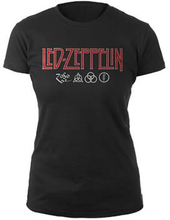 Led Zeppelin: Ladies T-Shirt/Logo & Symbols (Large)