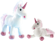 2x Pluche witte/roze eenhoorns knuffels 22 cm speelgoed