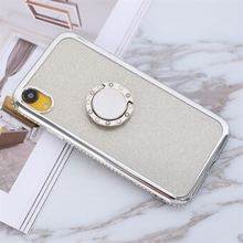 Glittery Powder Design Electroplating TPU Back Case with Metal Kickstand [Built in Magnetic Metal Sh