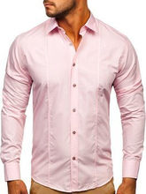 Koszula męska elegancka z długim rękawem różowa Bolf 4705G