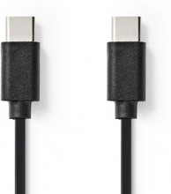 USB-kabel | USB Type-C Han | USB-C han | Nikkelplateret | 1.00 m | Runde | PVC | Sort | Blister