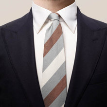 Eton Grårandig slips i linne, siden och bomull