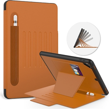 Creative Magnetic Multi-angle Stand Card Holder Læder Tablet Shell med Stylus Slot til iPad (2018)/