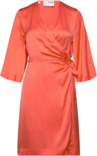 Slffranziska 3/4 Short Satin Wrap Dress Kort Kjole Orange Selected Femme