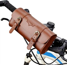 B-SOUL Vintage Style PU Leather Waterproof Multi-functional Bicycle Bag Bike Handle Bar Bag