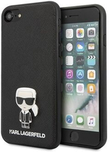 Karl Lagerfeld KLHCI8IKFBMBK iPhone 7/8 SE 2020 / SE 2022 hardcase sort / sort Saffiano Ikonik Metal