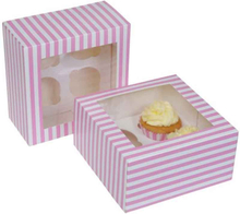 Cupcake box för 4 cupcakes, Rosa/Vit, 2-pack - House of Marie