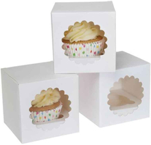 Cupcake box för 1 cupcake, vågigt fönster, 3-pack - House of Marie