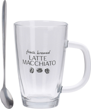 Latte macchiato glazen set - 2x stuks - incl. lepels - glas - 300 ml - koffie glazen