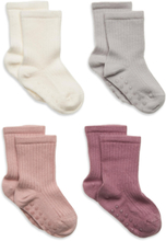 Sock 4P Ribb Sock Pink And Lil Socks & Tights Socks Multi/mønstret Lindex*Betinget Tilbud