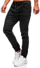 Czarne spodnie jeansowe joggery męskie Denley 61016W0