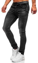 Czarne spodnie jeansowe męskie regular fit z paskiem Denley 60022W0
