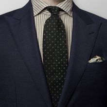 Eton Grön prickig jacquardvävd slips i siden & linne