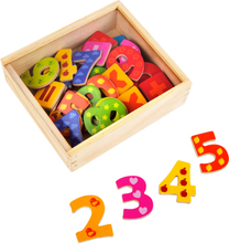 40x Magnetische houten cijfers/nummers gekleurd
