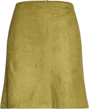 Recycled: Mini Skirt Made Of Suede Kort Nederdel Green Esprit Casual