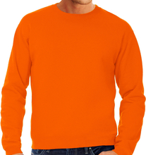 Grote maten sweater / sweatshirt trui oranje met ronde hals voor mannen Koningsdag / oranje supporter