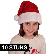 10x Voordelige pluche Kerstmuts met glitters voor kinderen
