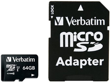 Verbatim 64GB microSDXC Class 10 Hukommelseskort m. Kamera Adaptor