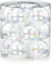 12x Transparant parelmoer glazen kerstballen 8 cm glans en mat