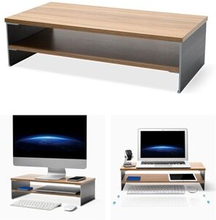 ID-20F Wood Texture Monitor Stand Riser Laptop Stand Riser Holder Desktop Organizer