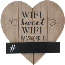 Arti Casa wandbord voor wifi-wachtwoord hart 24x24x1,5cm grijs/zwart
