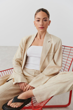 Gina Tricot - Linen blend blazer - Dressjakker - Beige - 44 - Female