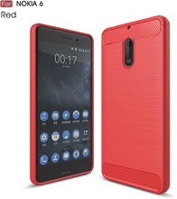Nokia 6 Hülle - Carbonfaser SoftCase - rot