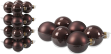 24x stuks glazen kerstballen donkerbruin (chestnut) 8 en 10 cm mat/glans