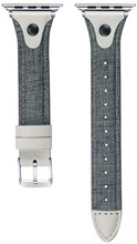 Lærred + ægte læder nitte urrem til Apple Watch Series 6 / SE / 5/4 44mm / Series 3 2 1 Watch 42mm