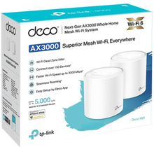 TP-Link DECO X60(2-PACK) Wi-Fi-verkkojärjestelmä Kaksitaajuus (2,4 GHz/5 GHz) Wi-Fi 6 (802.11ax) Valkoinen Sisäinen